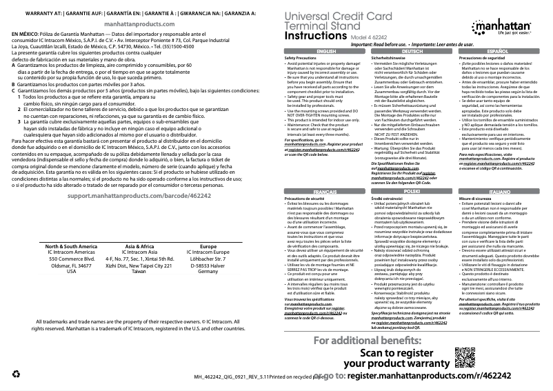 Page 1 de la notice Manuel utilisateur Manhattan 462242