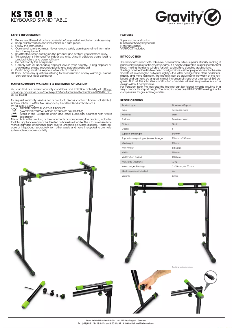 Page 1 de la notice Manuel utilisateur Gravity KS TS 01 B
