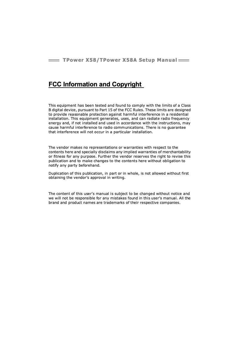 Page 1 de la notice Manuel utilisateur Biostar TPower X58