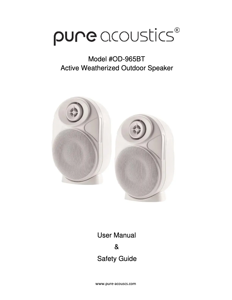 Page n°1 - Manuel utilisateur Pure Acoustics OD-965BT