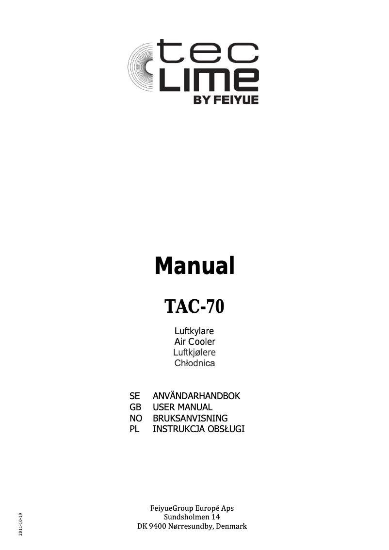 Page 1 de la notice Manuel utilisateur TecLime TAC-70