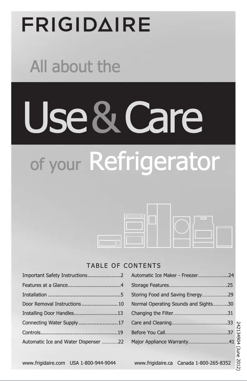 Page n°1 - Manuel utilisateur Frigidaire FPHF2399MF