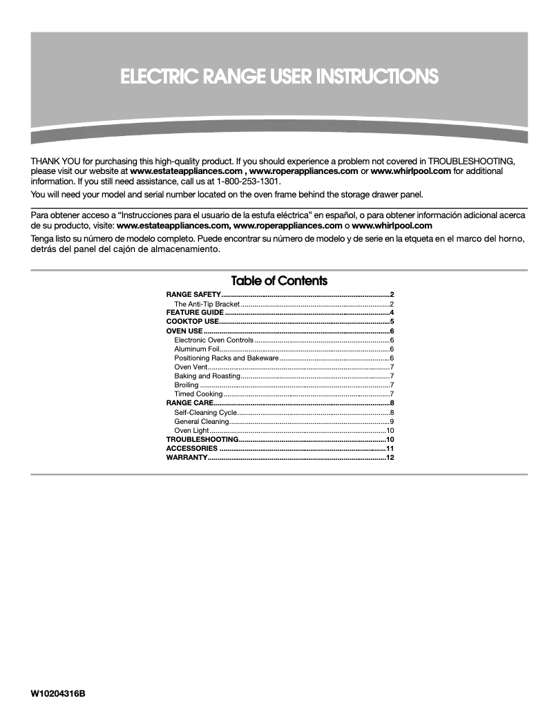 Page n°1 - Manuel utilisateur Estate TES356VD