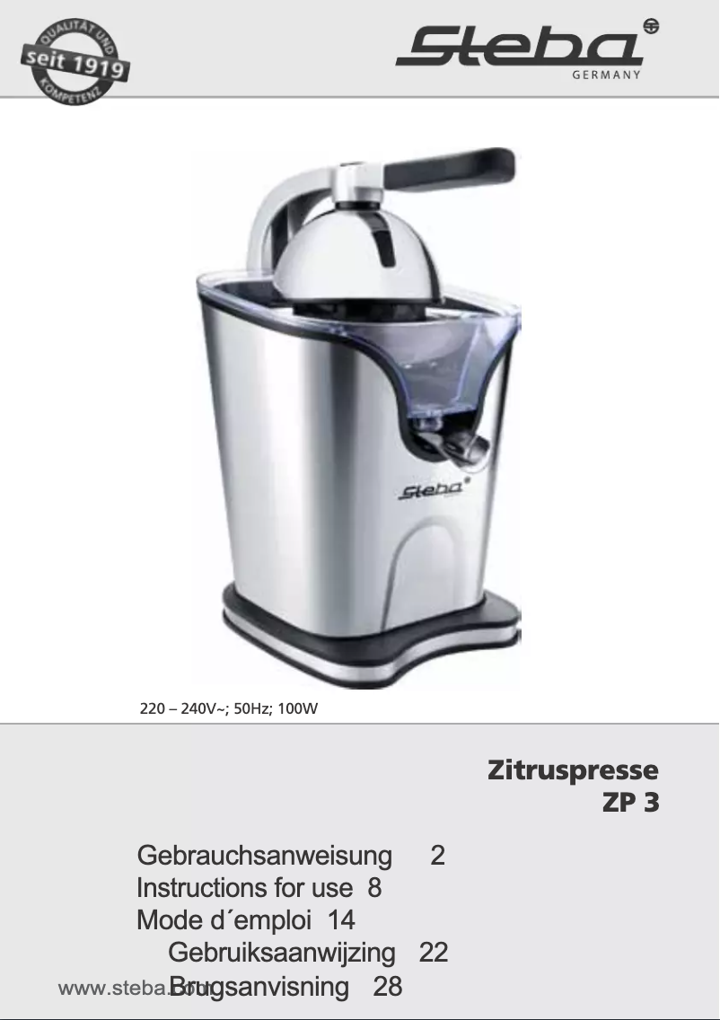 Image de la première page du manuel de l'appareil ZP 3