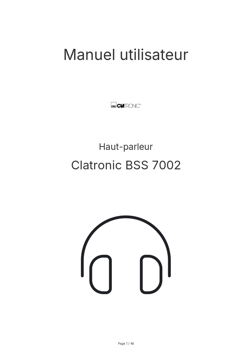 Image de la première page du manuel de l'appareil BSS 7002