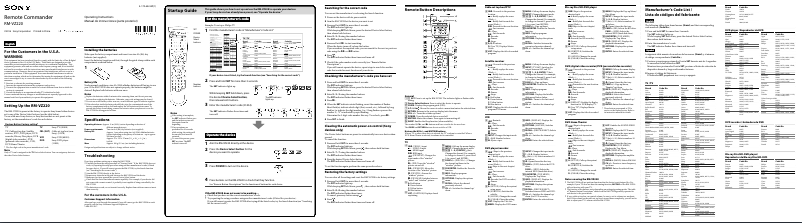 Image de la première page du manuel de l'appareil RM-VZ220