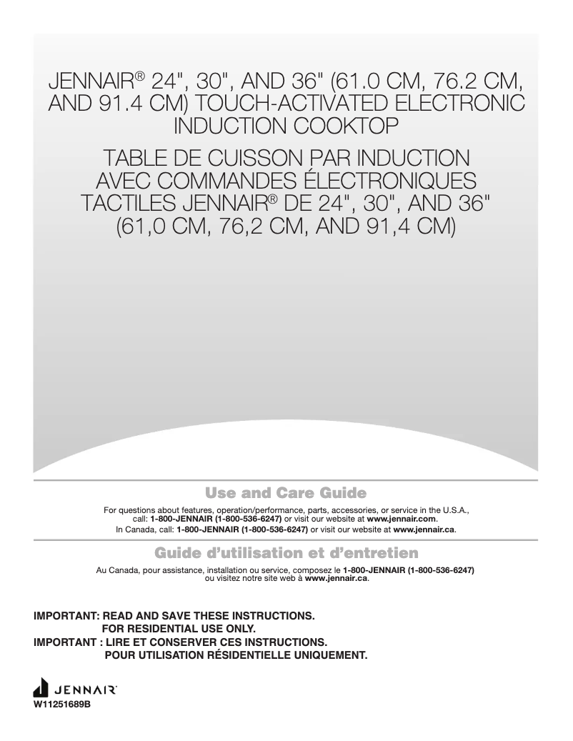 Page n°1 - Manuel d'utilisation et d'entretien JennAir JIC4724HS