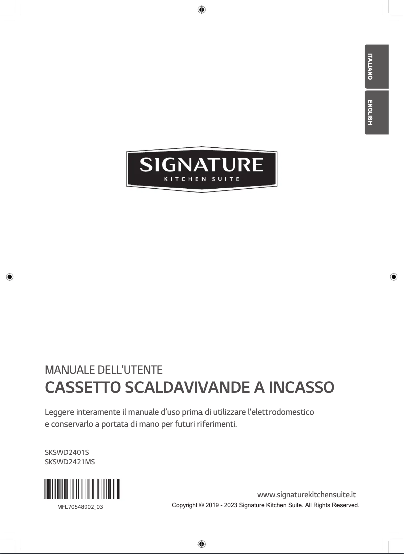 Page 1 de la notice Manuel utilisateur LG SKSWD2421MS