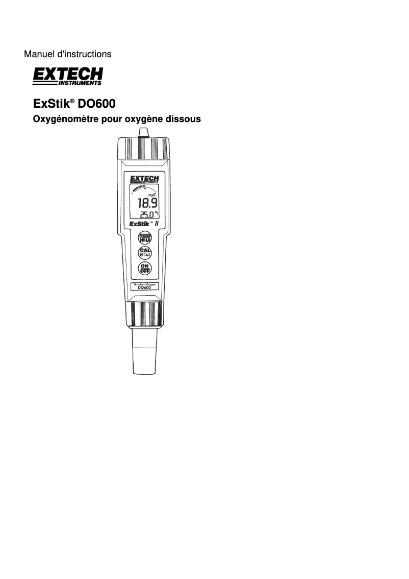 Página 1 del manual Manual de usuario Extech DO600