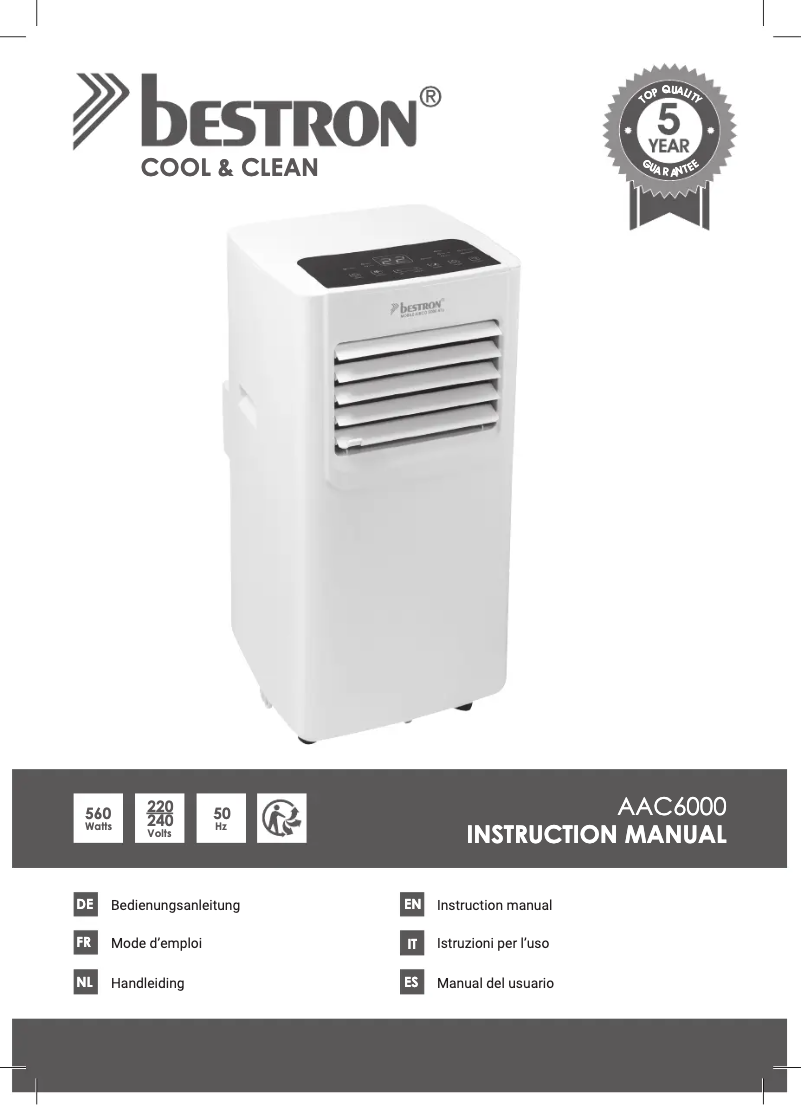Page n°1 - Manuel utilisateur Bestron Cool & Clean AAC6000