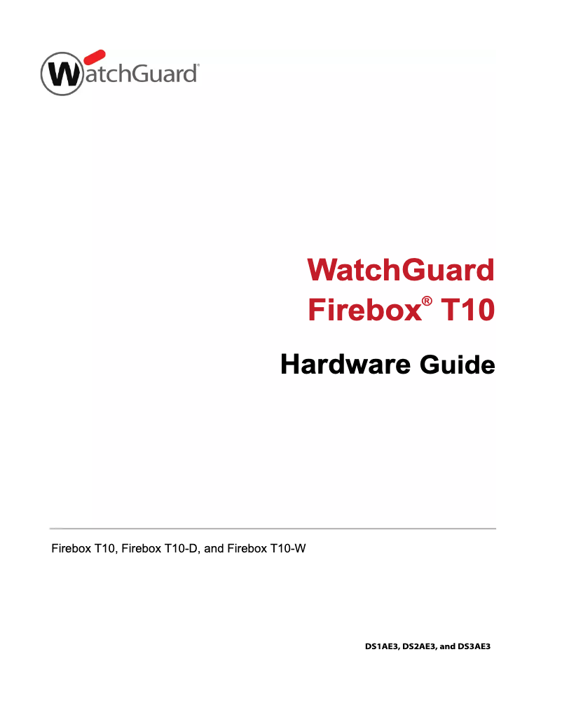 Image de la première page du manuel de l'appareil Firebox T10 + 1Y Total Security Suite (UK) hardware firewall