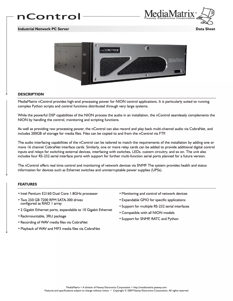 Image de la première page du manuel de l'appareil nControl