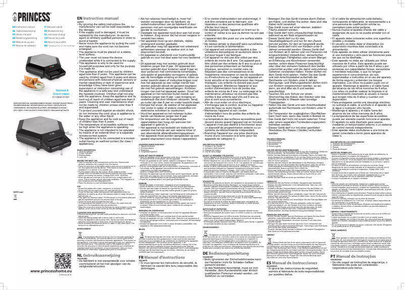 Página 1 del manual Manual de usuario Princess Samosa & Snack 123001
