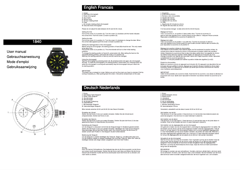 Image de la première page du manuel de l'appareil 1840