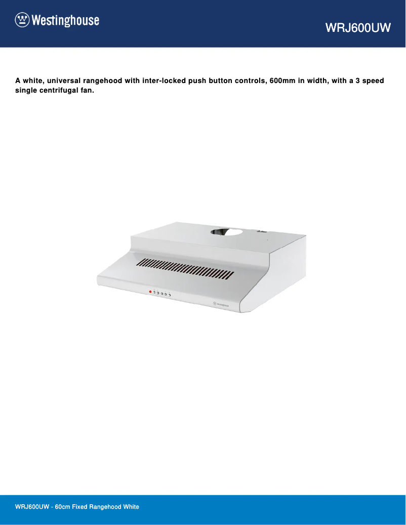Page n°1 - Fiche technique Westinghouse WRJ600UW