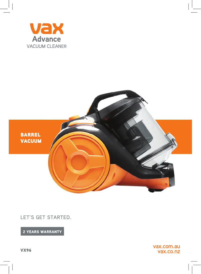 Página 1 del manual Manual de usuario Vax Advance VX96