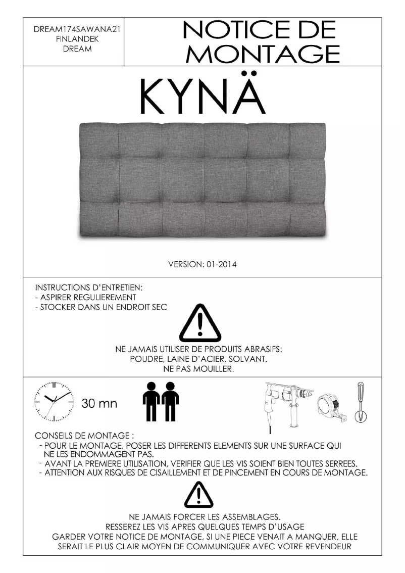 Page 1 de la notice Manuel utilisateur Finlandek KYNA