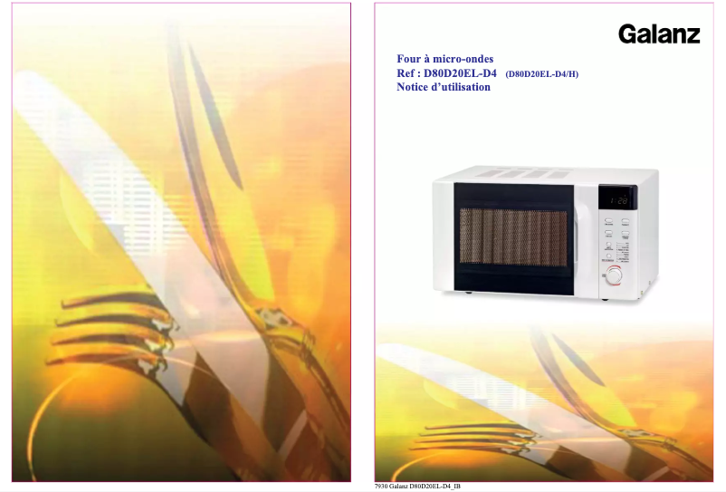 Page 1 de la notice Manuel utilisateur Galanz D80D20EL-D4