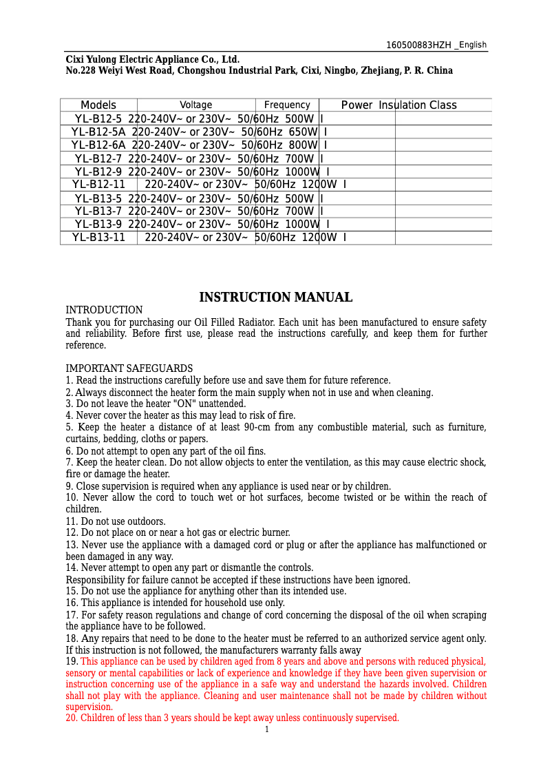 Image de la première page du manuel de l'appareil CAL-SS-18212