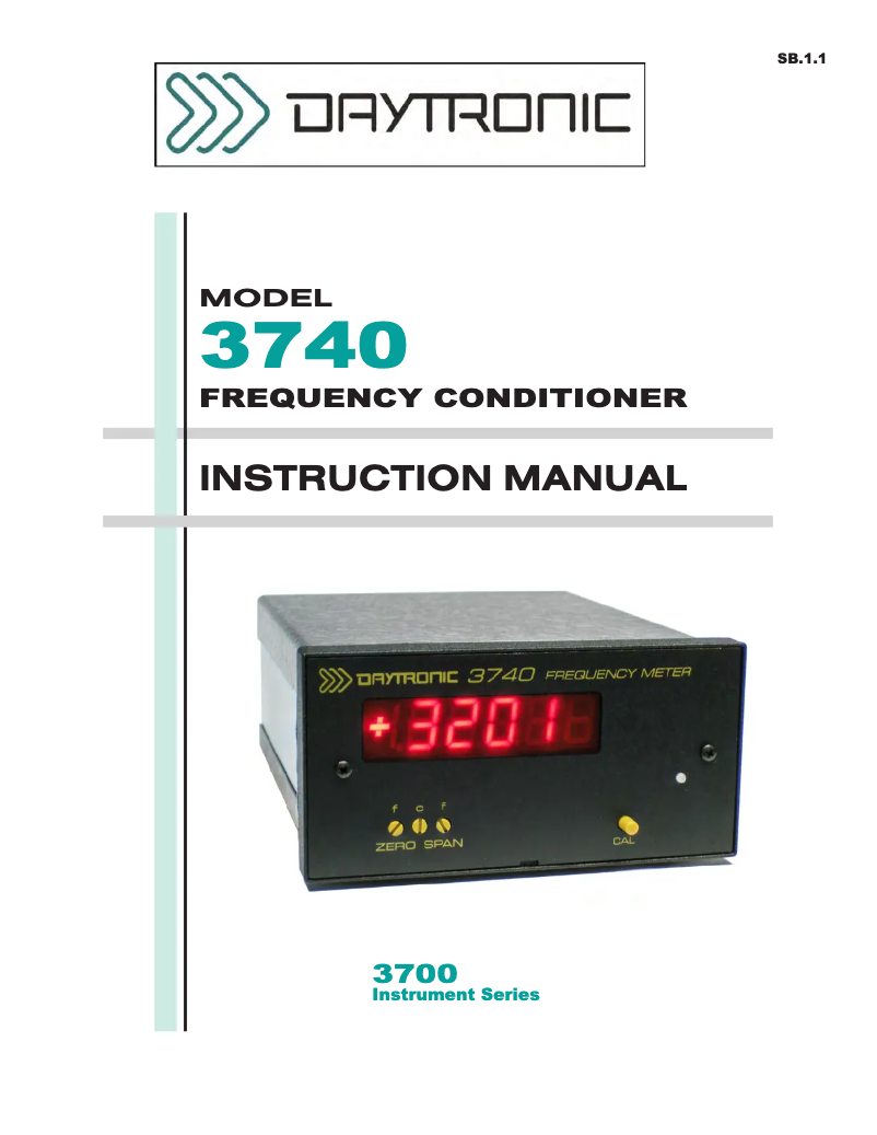 Page n°1 - Manuel utilisateur Daytronic 3740DC