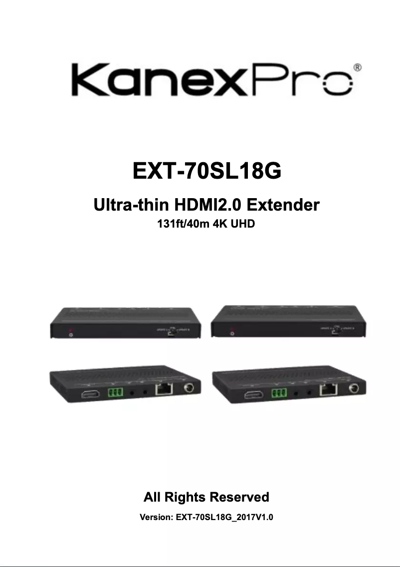 Page 1 de la notice Manuel utilisateur KanexPro EXT-70SL18G