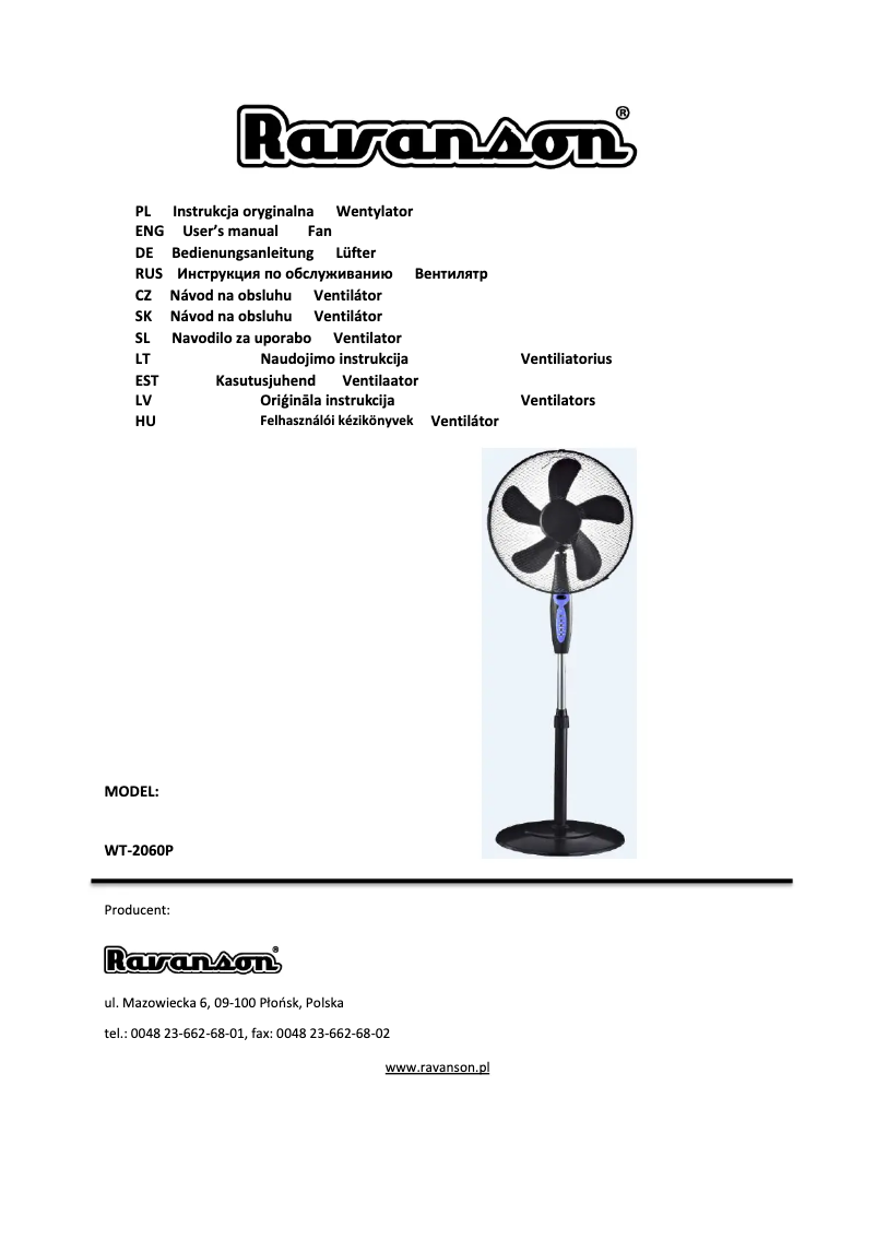 Image de la première page du manuel de l'appareil WT-2060P
