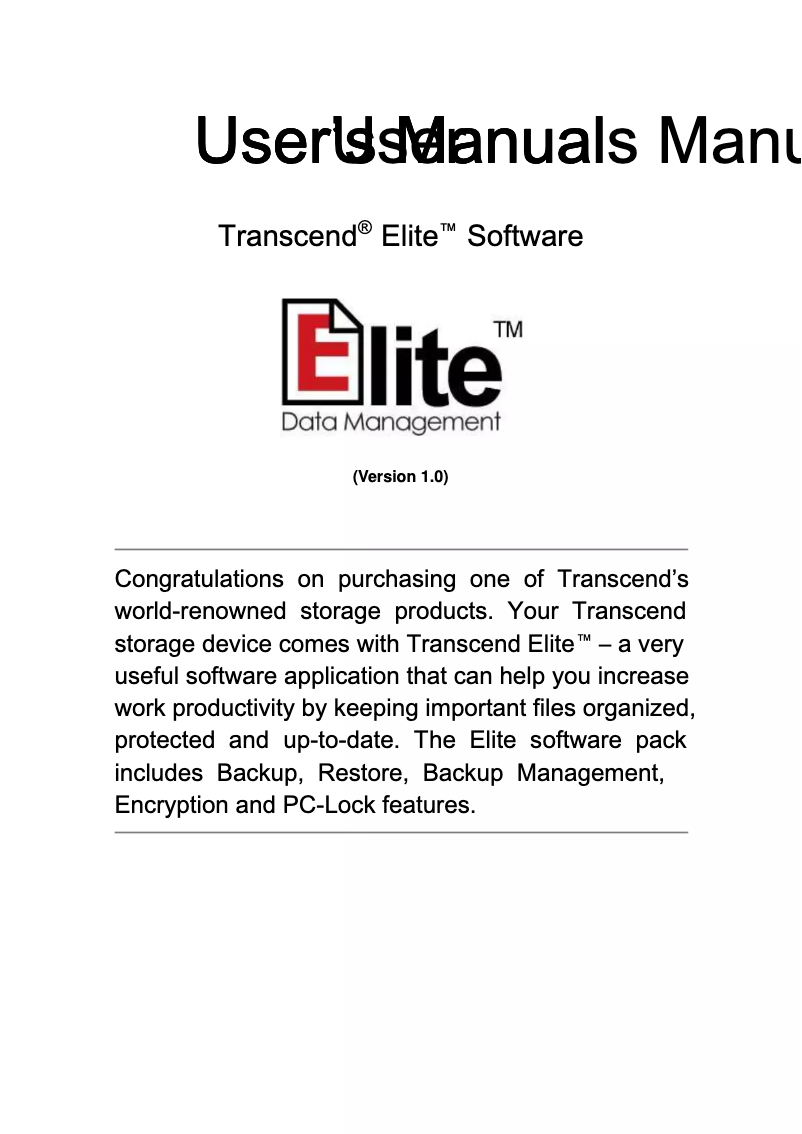 Page 1 de la notice Manuel utilisateur Transcend JetFlash 710S