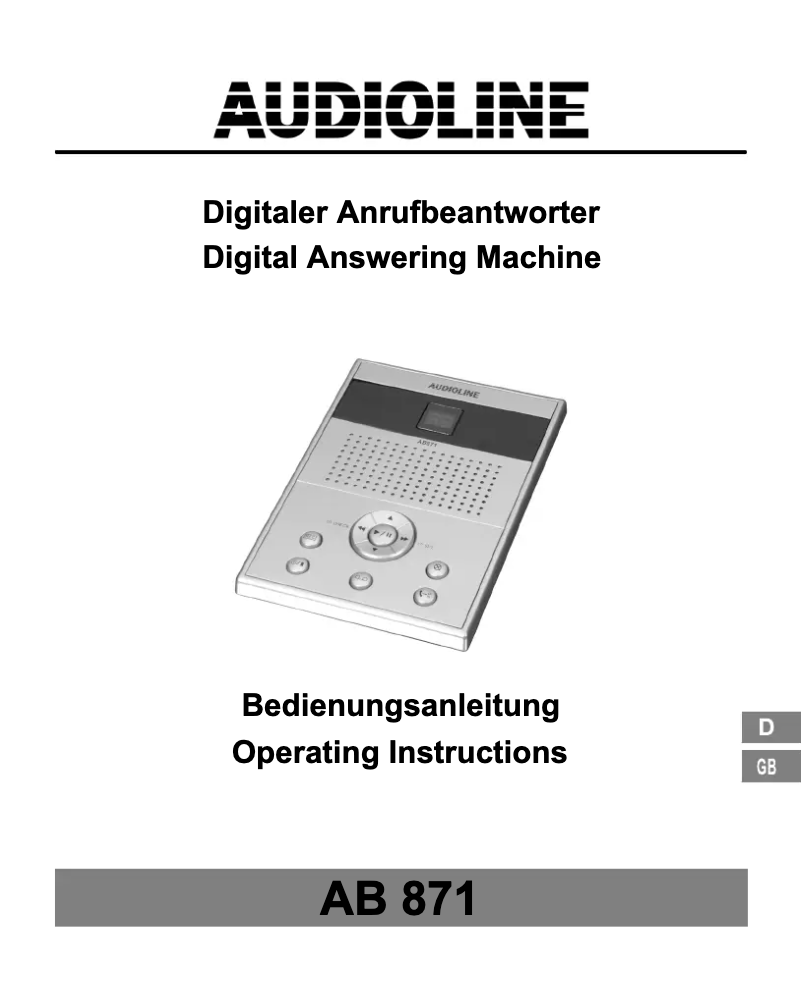 Image de la première page du manuel de l'appareil AB 871