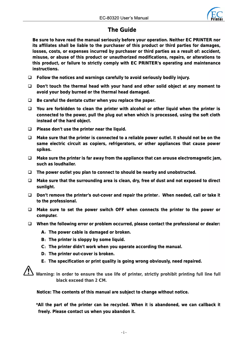 Image de la première page du manuel de l'appareil EC-80320