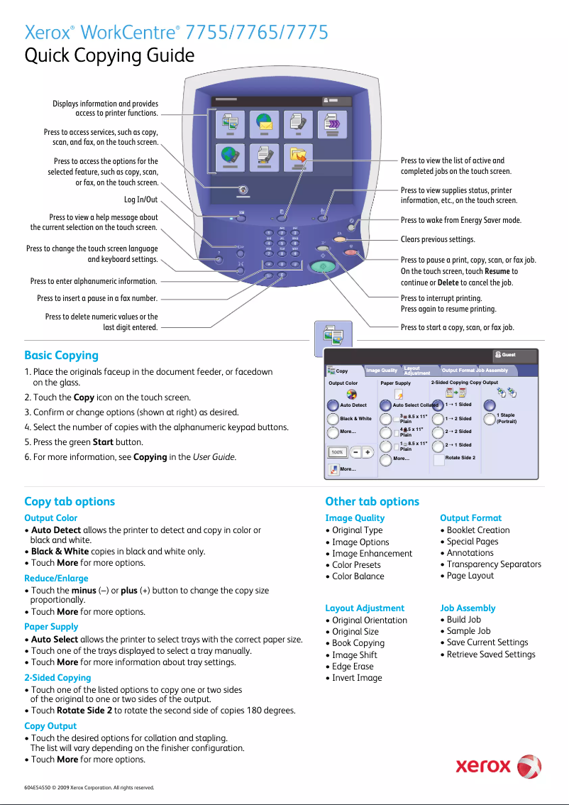 Page 1 de la notice Guide de démarrage rapide Xerox WorkCentre 7775