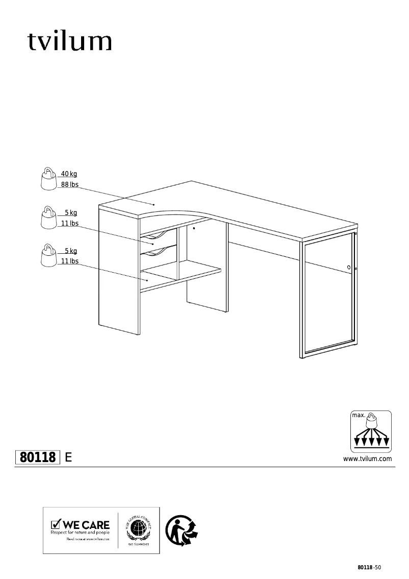 Page 1 de la notice Manuel utilisateur Tvilum 80118