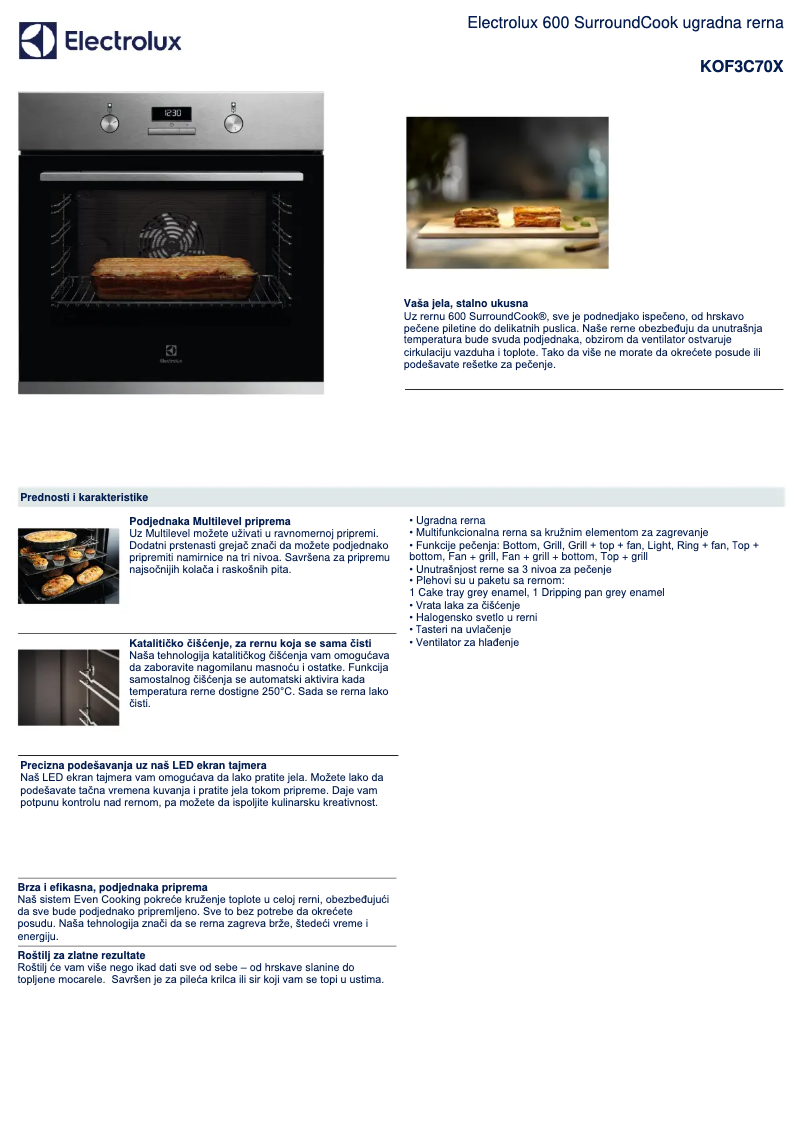 Page n°1 - Fiche technique Electrolux KOF3C70X