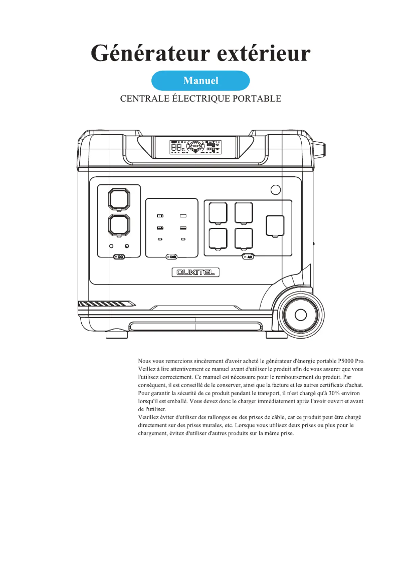 Image de la première page du manuel de l'appareil P5000 Pro