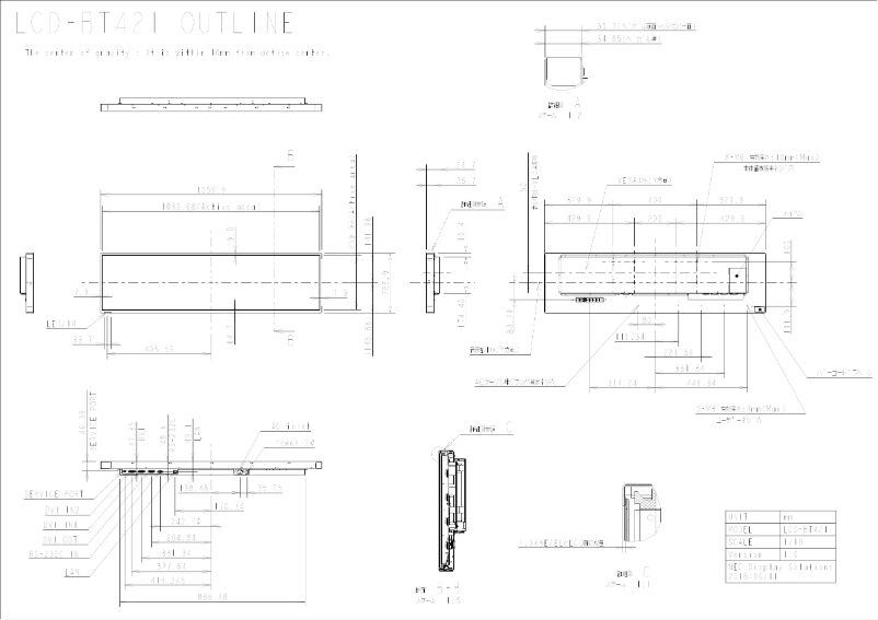 Page 1 de la notice Dessin technique NEC MultiSync BT421