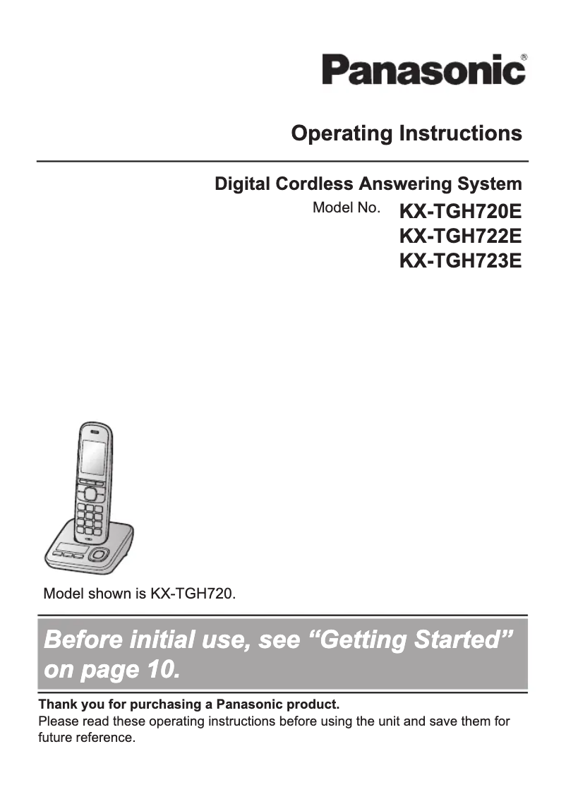 Imagen de la primera página del manual del dispositivo KX-TGH720E