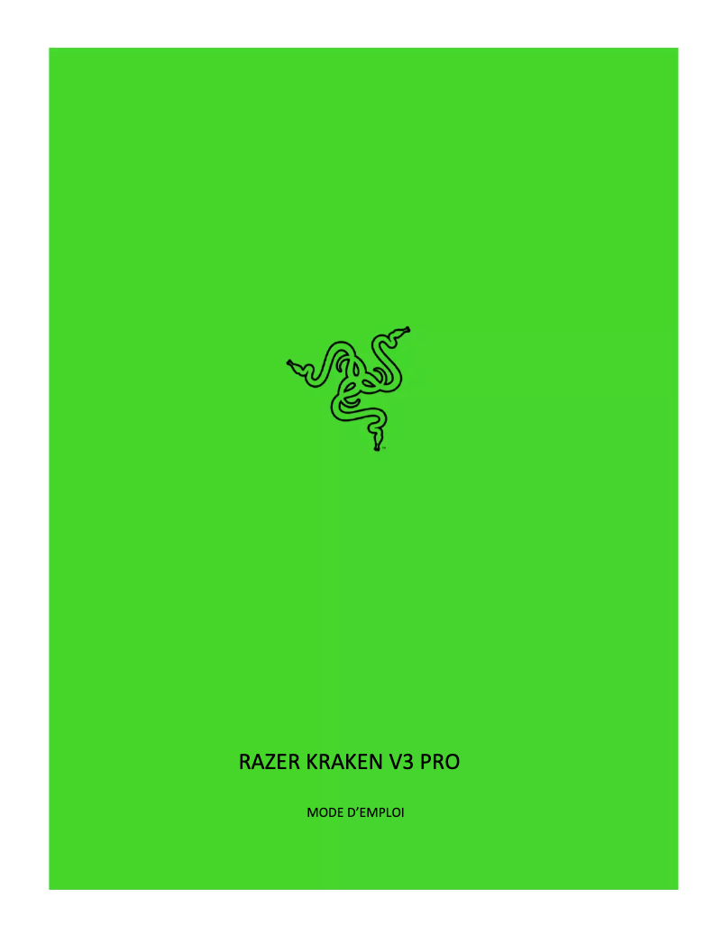 Page 1 de la notice Manuel utilisateur Razer Kraken V3 Pro