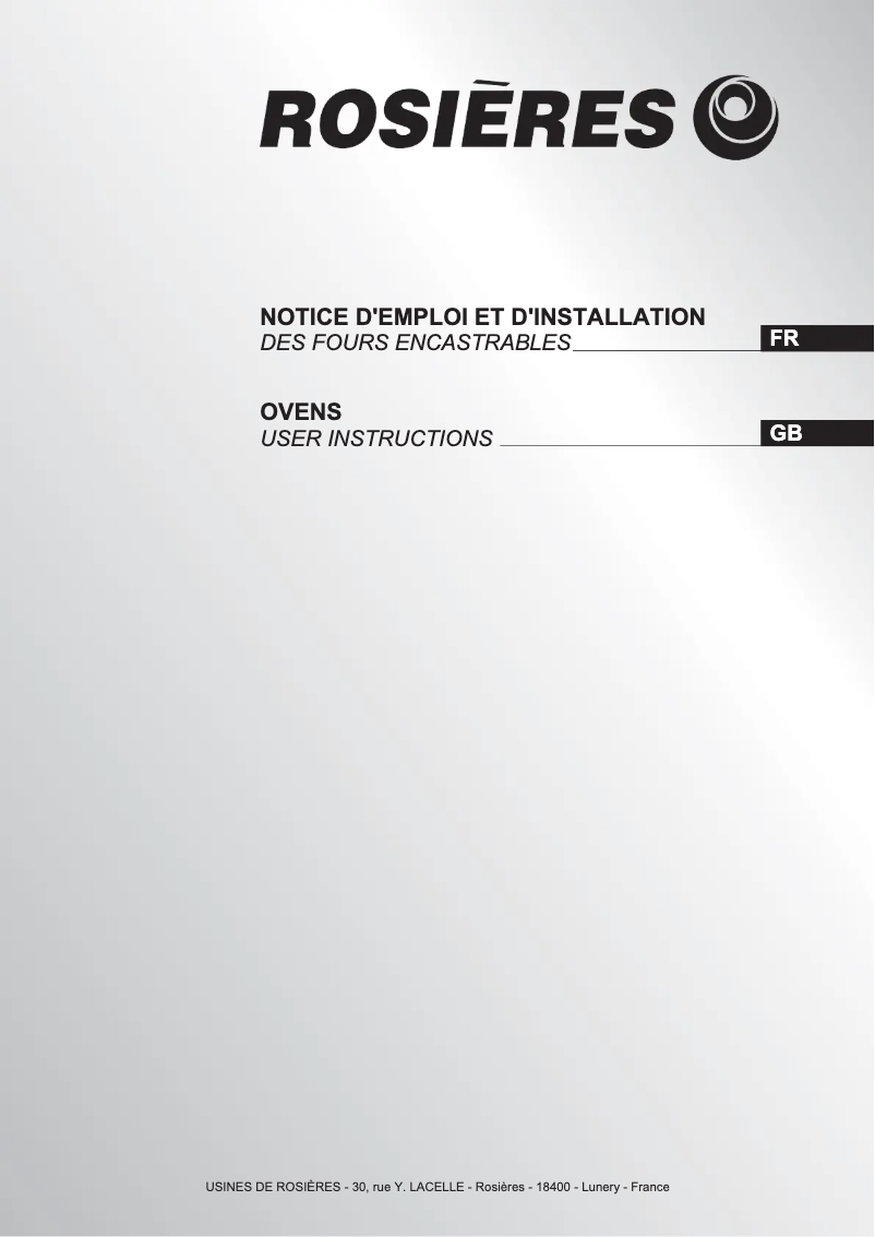 Page 1 de la notice Manuel utilisateur Rosieres RFA24IN