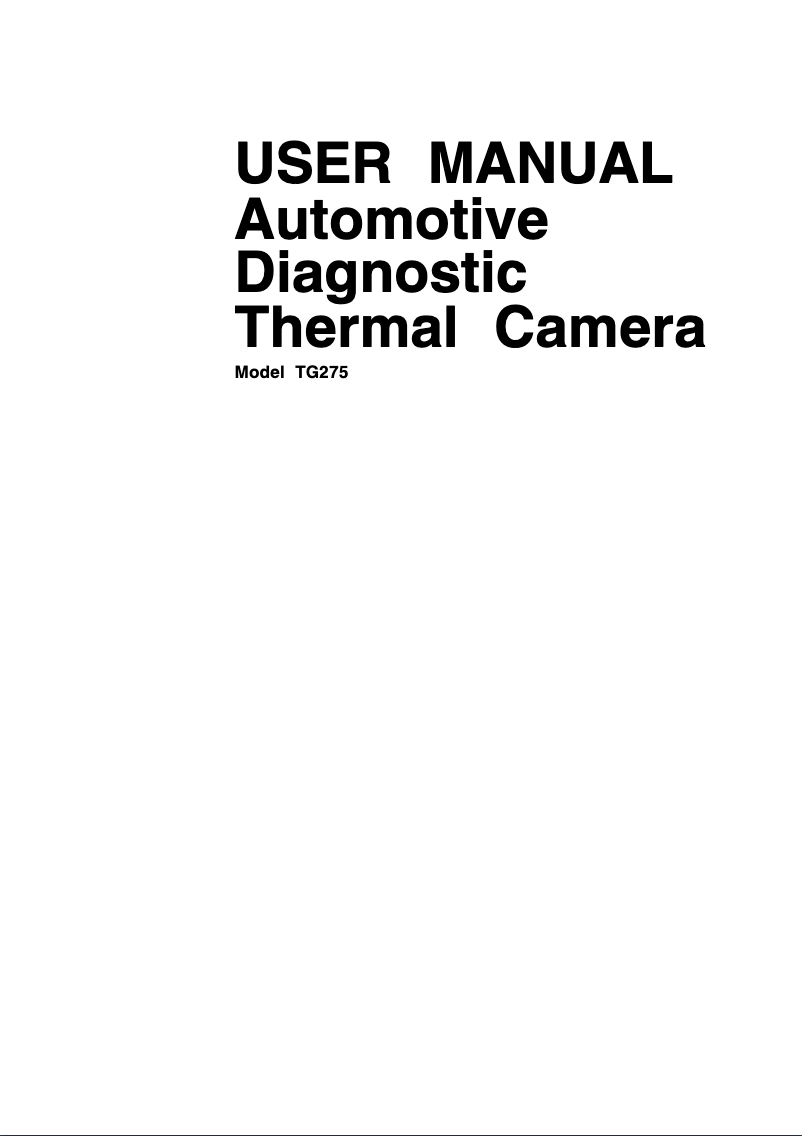 Page n°1 - Manuel utilisateur FLIR TG275