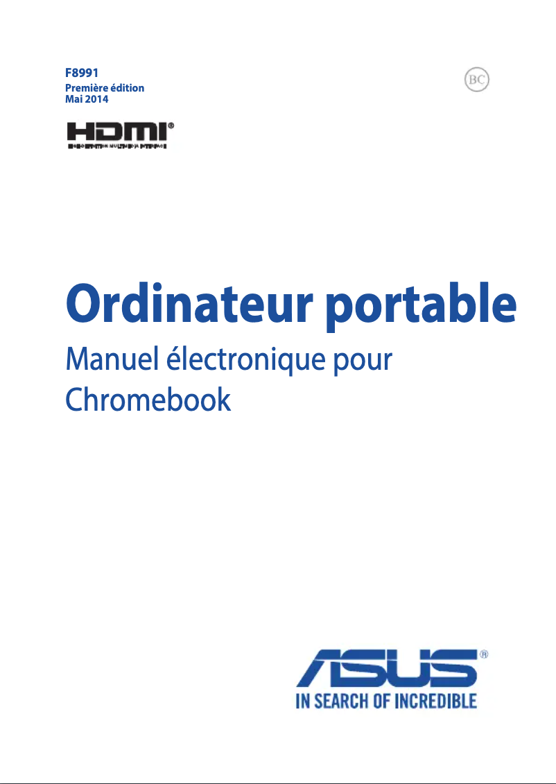 Page 1 de la notice Manuel utilisateur Asus Chromebook C300