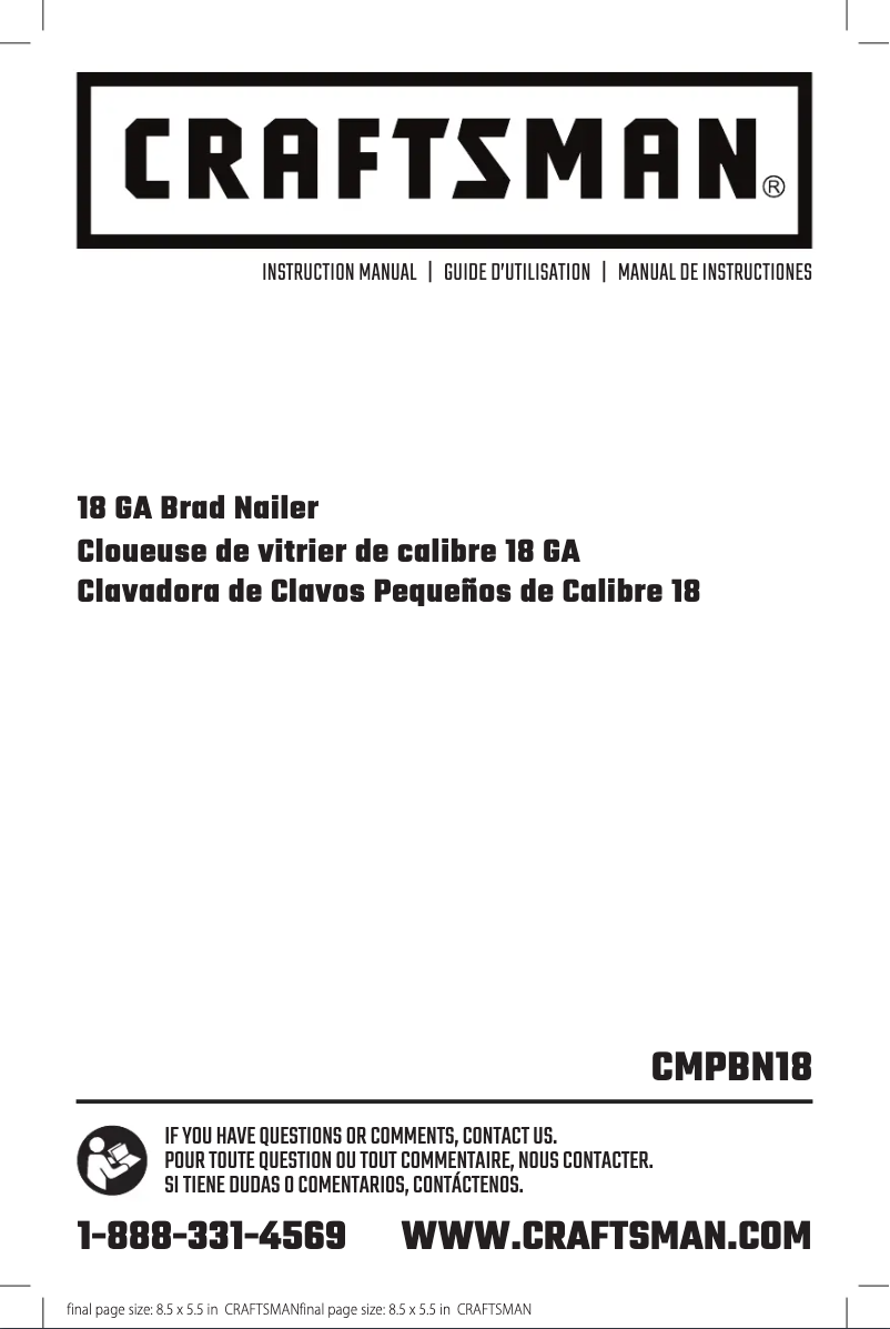 Image de la première page du manuel de l'appareil CMPBN18K