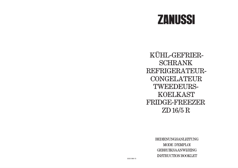 Image de la première page du manuel de l'appareil ZD 16 5 r