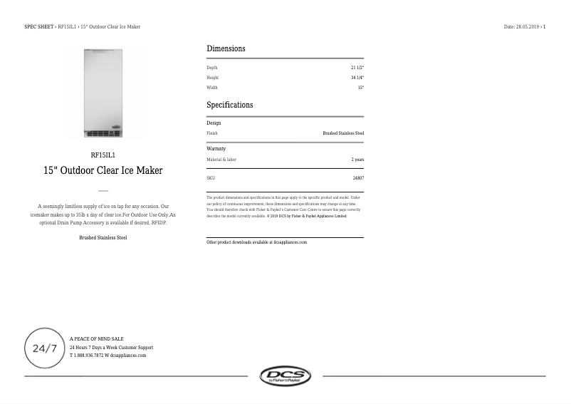 Imagen de la primera página del manual del dispositivo RF15IL1