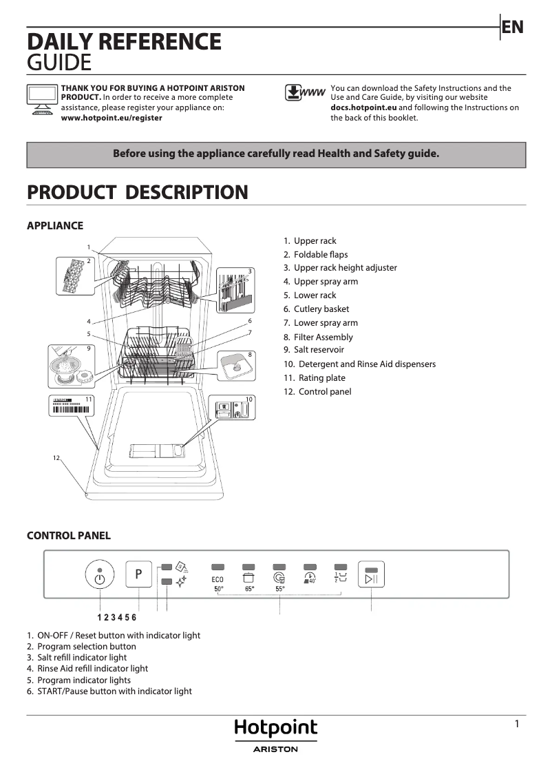 Page 1 de la notice Manuel utilisateur Hotpoint Ariston HSCIE 2B0 RU