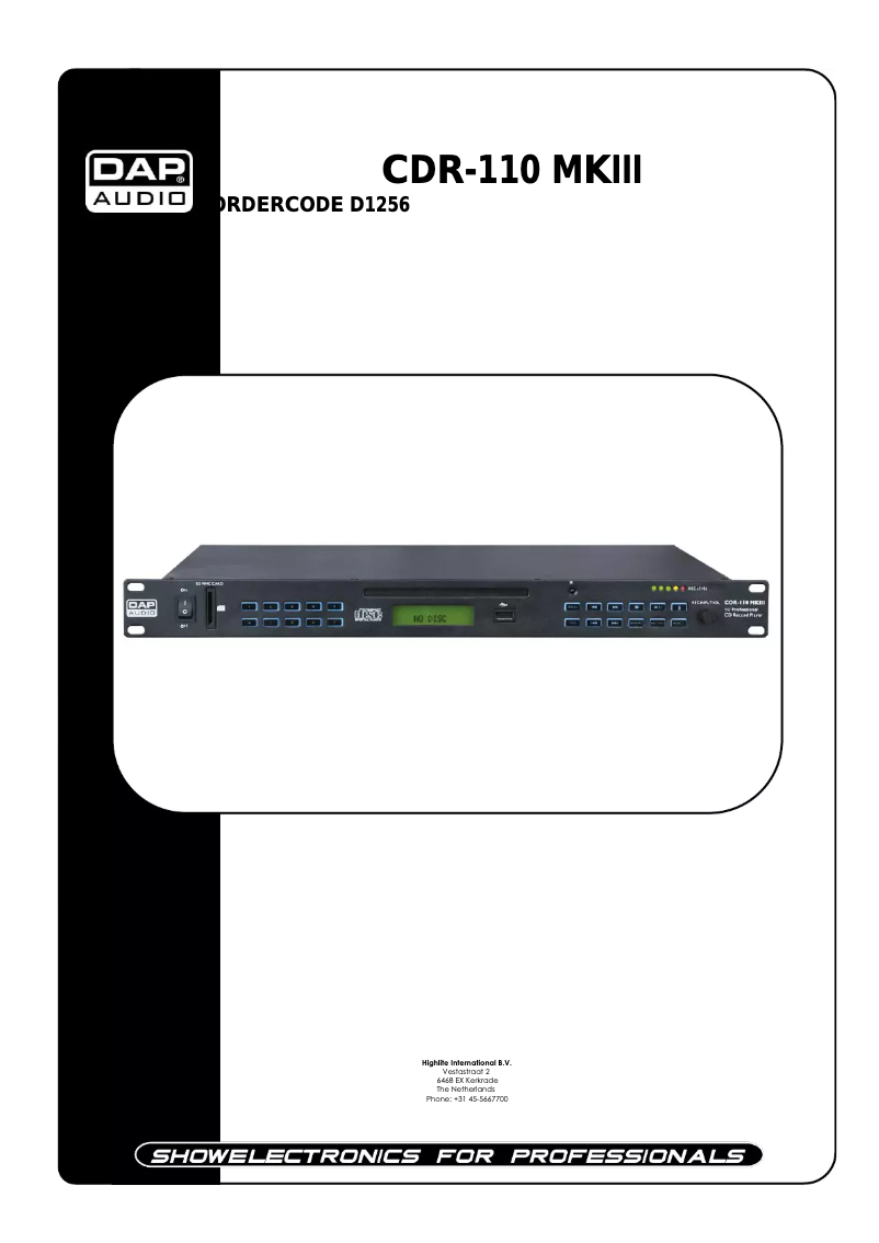 Page n°1 - Manuel utilisateur DAP-Audio CDR-110 MKIII
