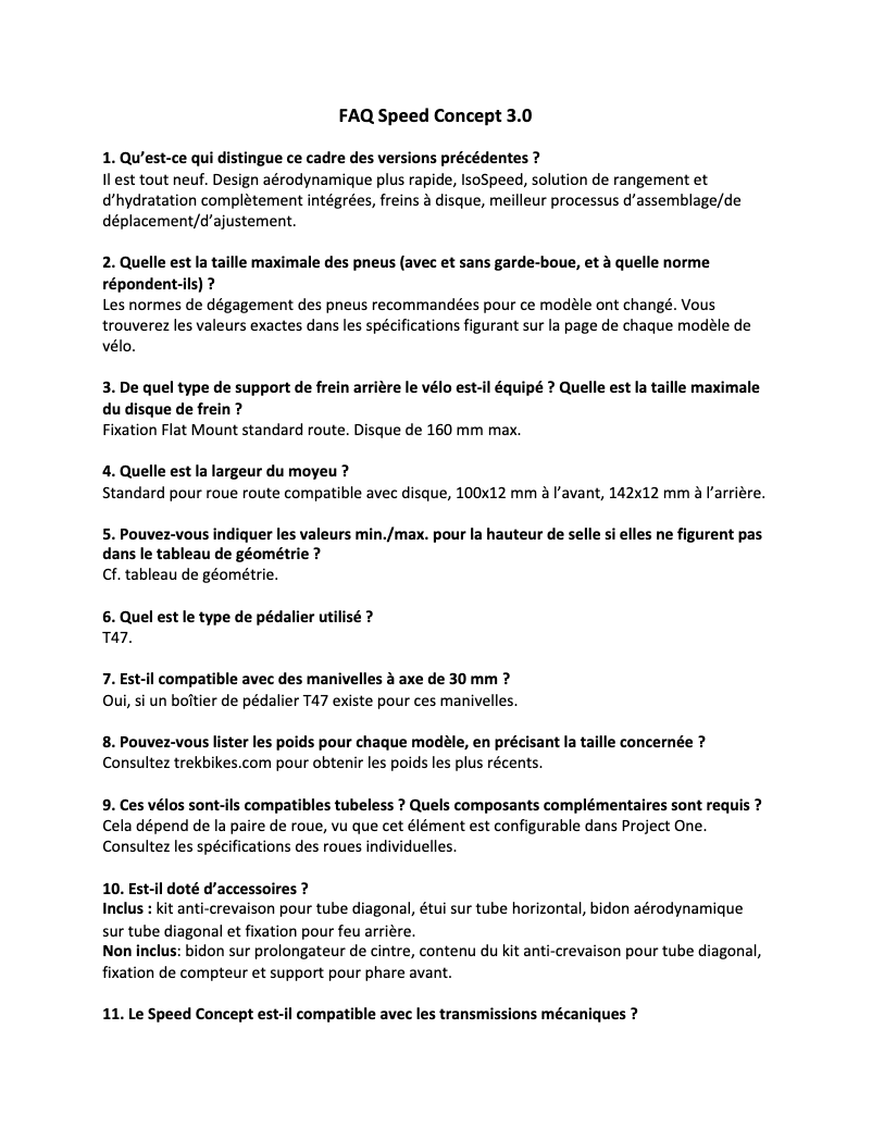 Page n°1 - FAQ Trek Speed Concept SLR 7