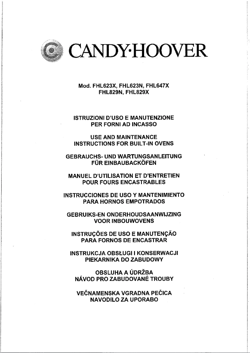 Page 1 de la notice Manuel utilisateur Candy FHL 647 X