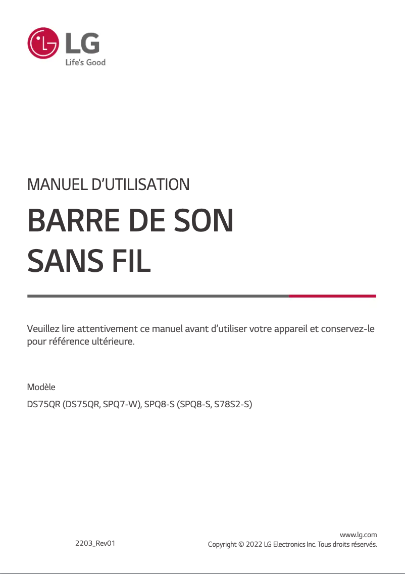 Image de la première page du manuel de l'appareil DS75QR