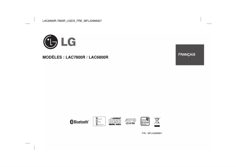 Page n°1 - Manuel utilisateur LG LAC7800R