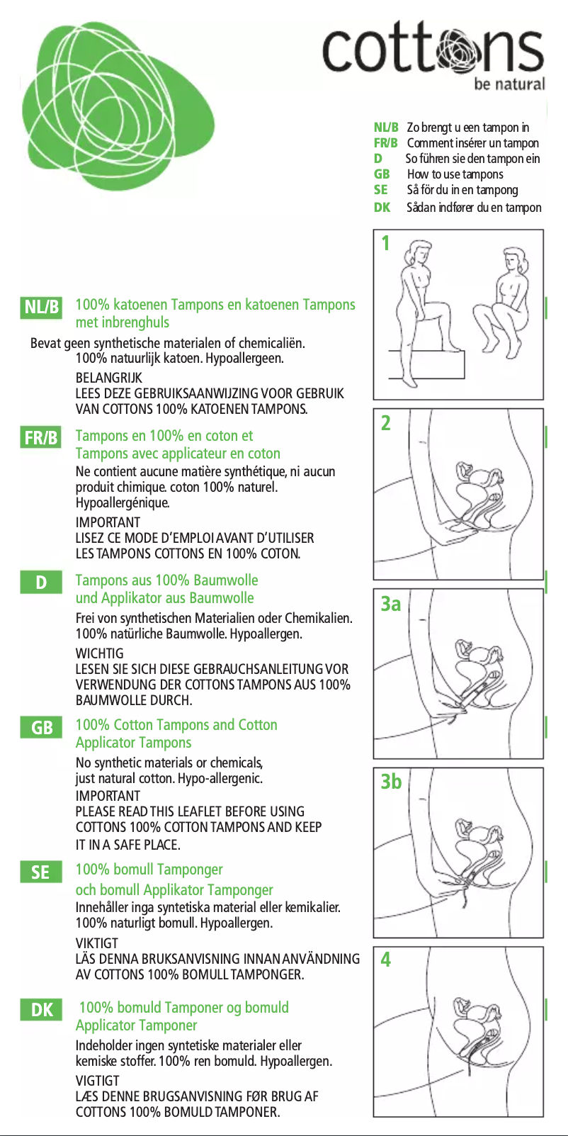 Page 1 de la notice Manuel utilisateur Cottons Tampong