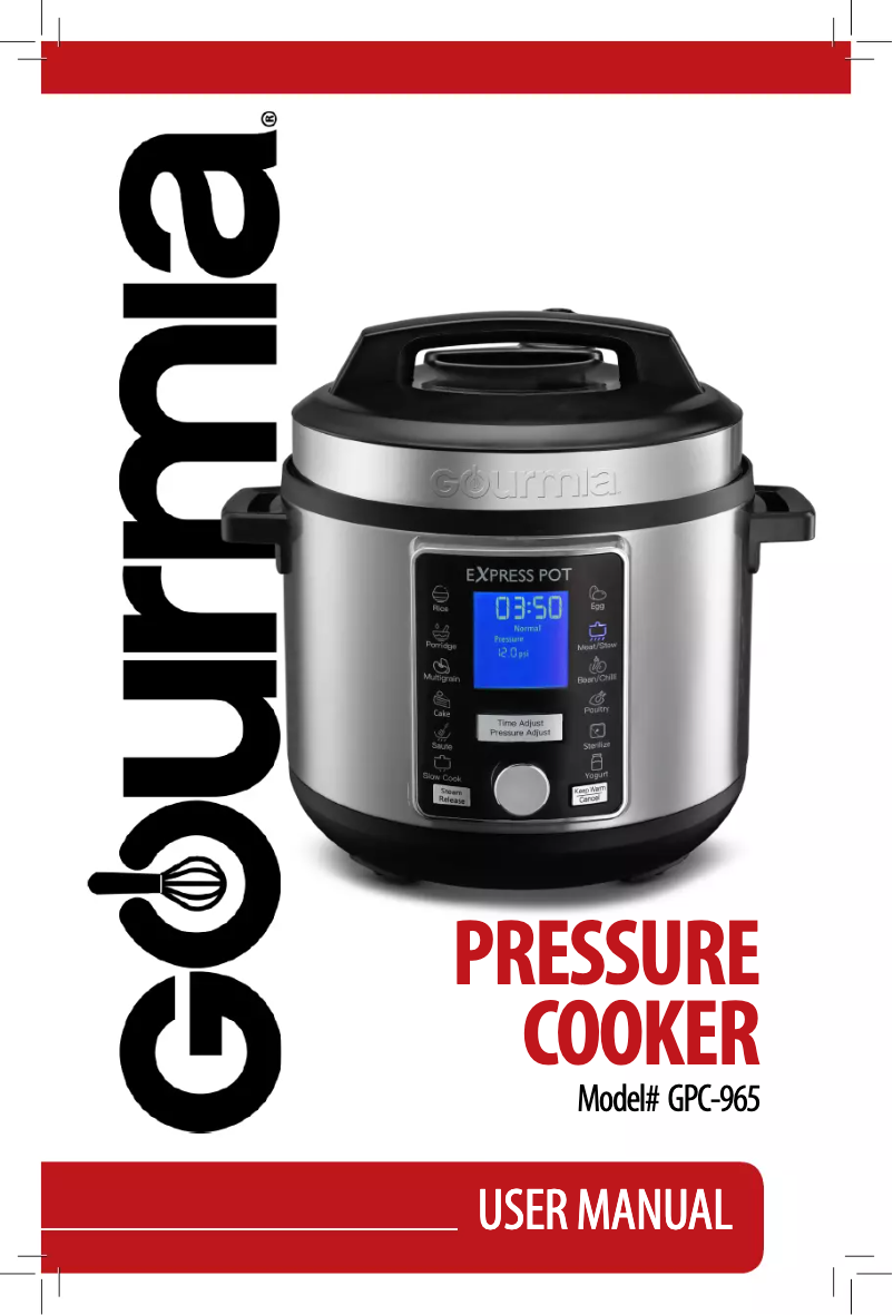 Page 1 de la notice Manuel utilisateur Gourmia GPC965